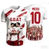 2026 Messi No.10 G.O.A.T Print Football T-shirt, 3D Graphic Sports Jersey, Unisex Adult Casual Short Sleeve Soccer Fan Tops