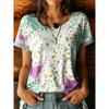 Women's Multicolor Floral Paisley Round Neck T-Shirt, Short Sleeve Casual Tops, Boho Daily Wear for Spring Summer