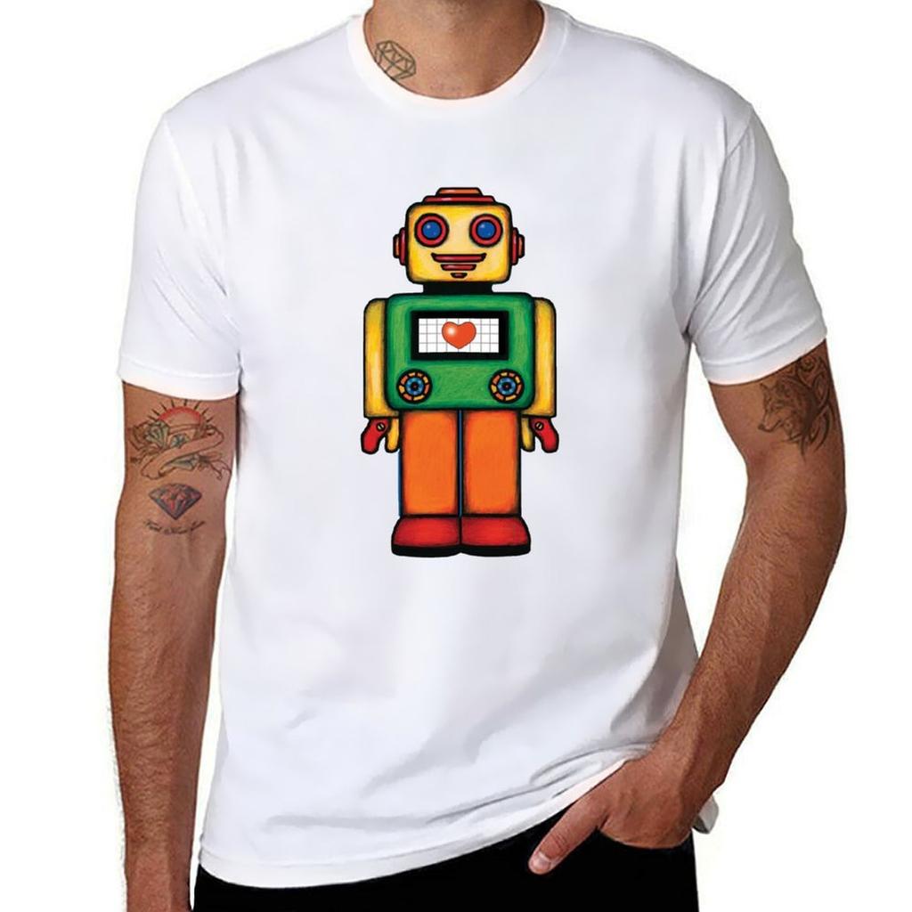 Robot with a Heart T-Shirt Basic Comfort Fit T-Shirt for Unisex