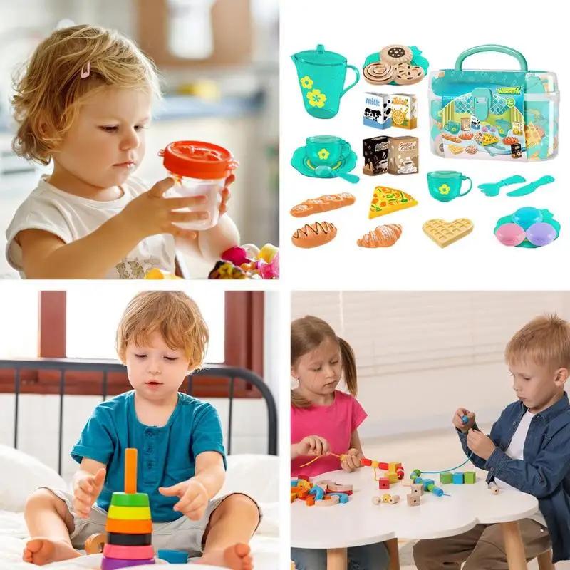 Zestaw do herbaty dla małych dziewczynek Zestaw do przyjęcia herbacianego Zabawki dla dzieci Dziewczynki Zabawa w udawanie Kuchnia Jedzenie Miniaturowe Przekąski Zestawy do popołudniowej herbaty Zabawki