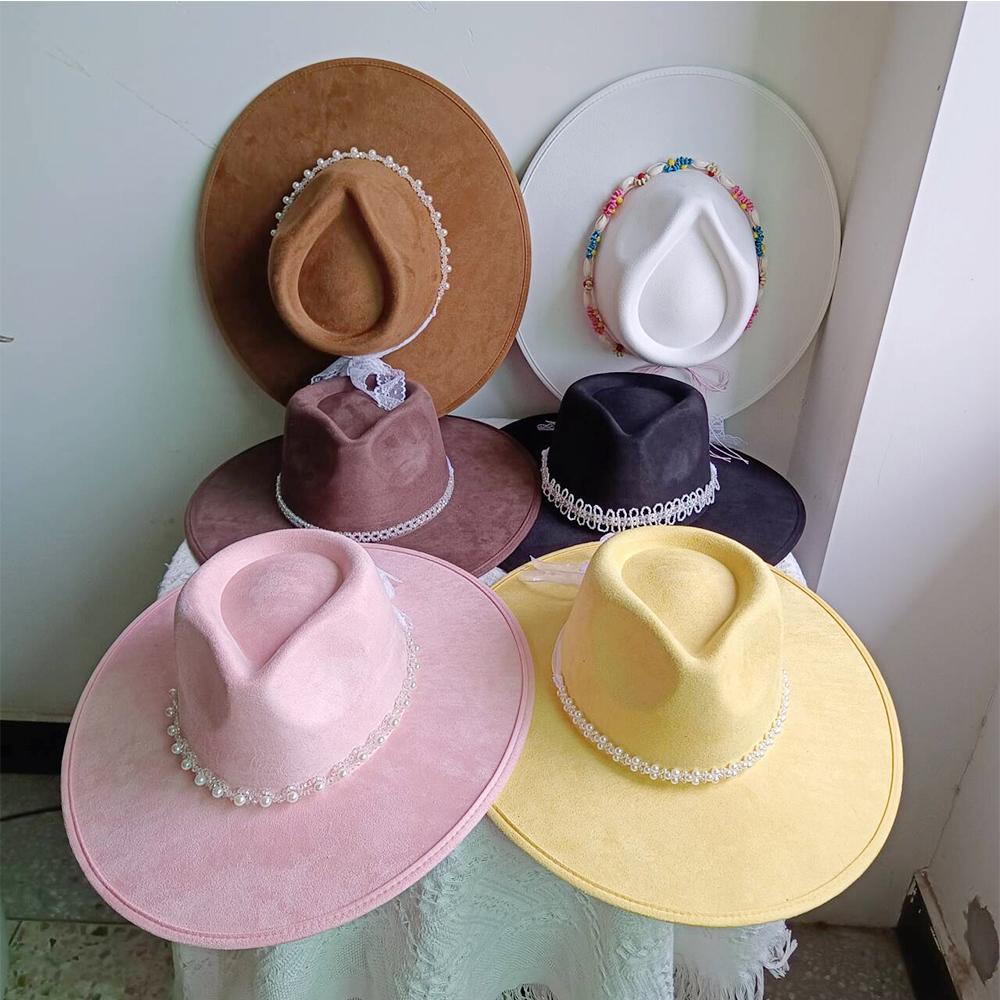 Fedora Suede Wide Brim Hat Unisex Western Wide Brim Rancher Hat Pure Suede Jazz Hat Horse Riding Party Gift Hat Wide Brim Hat