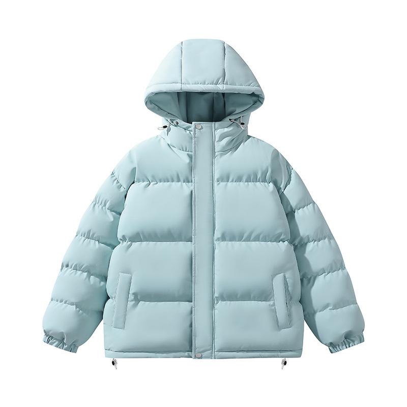 Winter Cotton Clothes Men and Couples with the Same Hooded Bread Clothes Casual Solid Color Thickened Warm Trendy Brand Loose Fashion