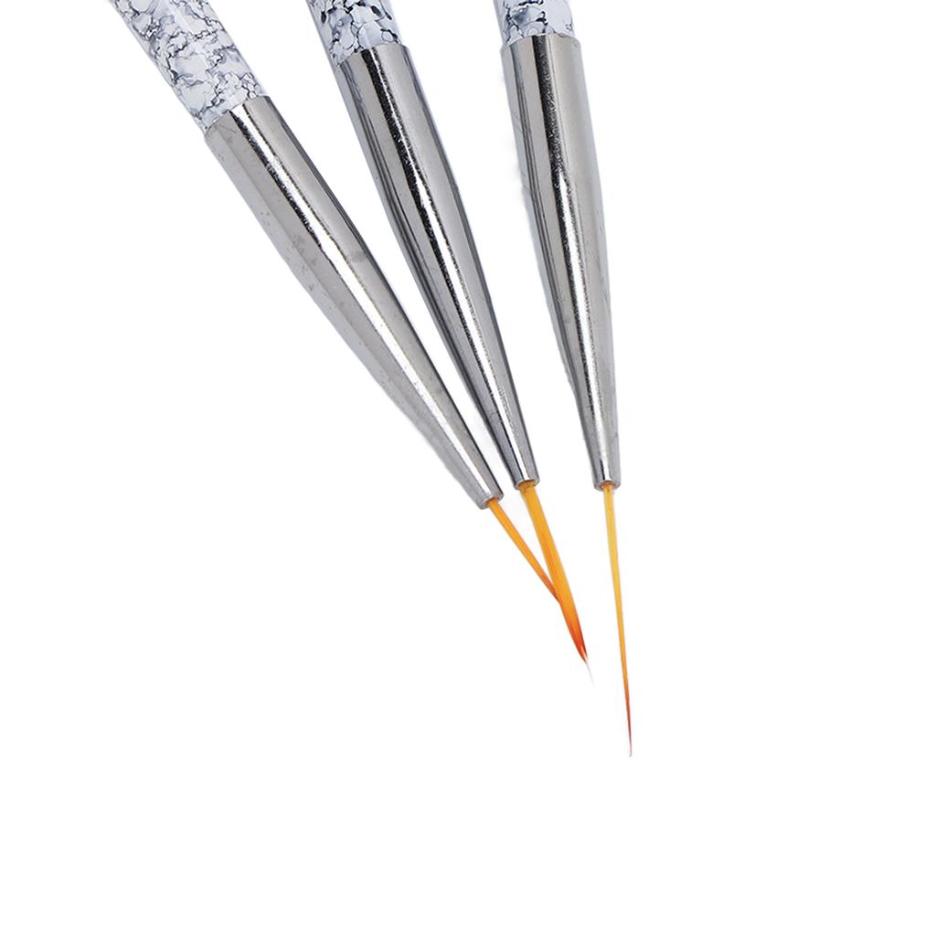 Ensemble de 3 Pinceaux Liner Professionnels pour Nail Art Pinceaux pour Peinture et Dessin d'Ongles Ensemble Outils de Manucure