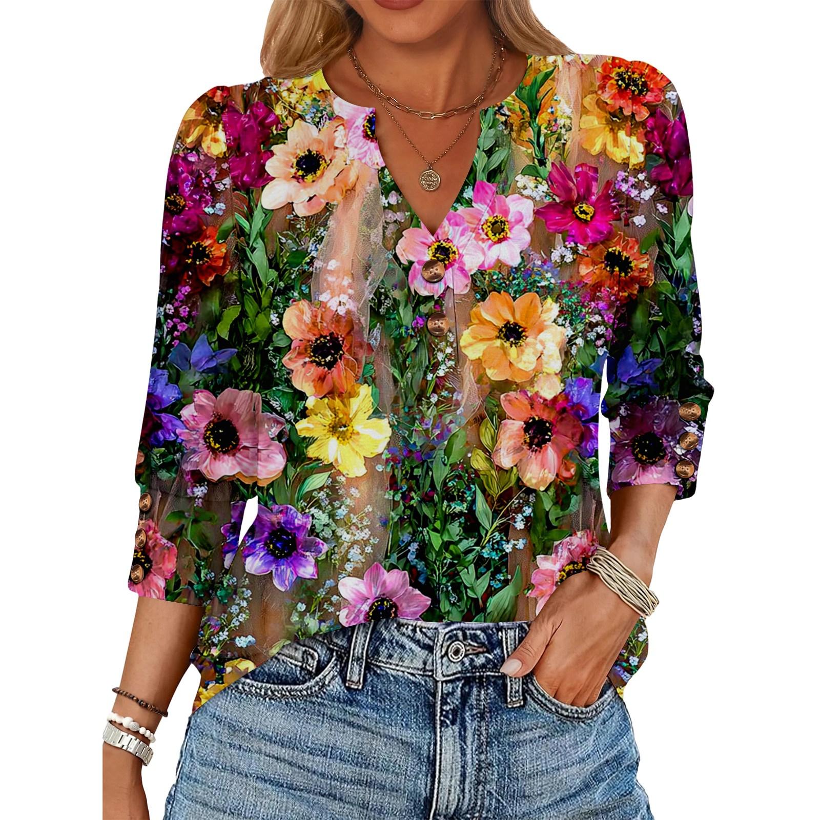 

женский ретро топ свободного кроя с рукавом 7 дюймов XL