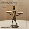 Iron African Tribal Lady Figurine Tealight Candle Holders Decorative Art Piece Ornament For Home Office Tabletop Display