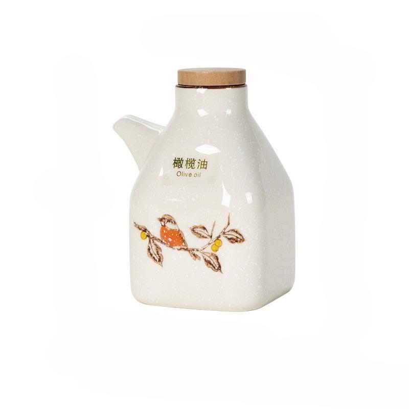 New Chinese Ceramic Soy Sauce Bottle Commercial Vinegar Cruet Kitchen Seasoning Bottle Liquor Chili Flask