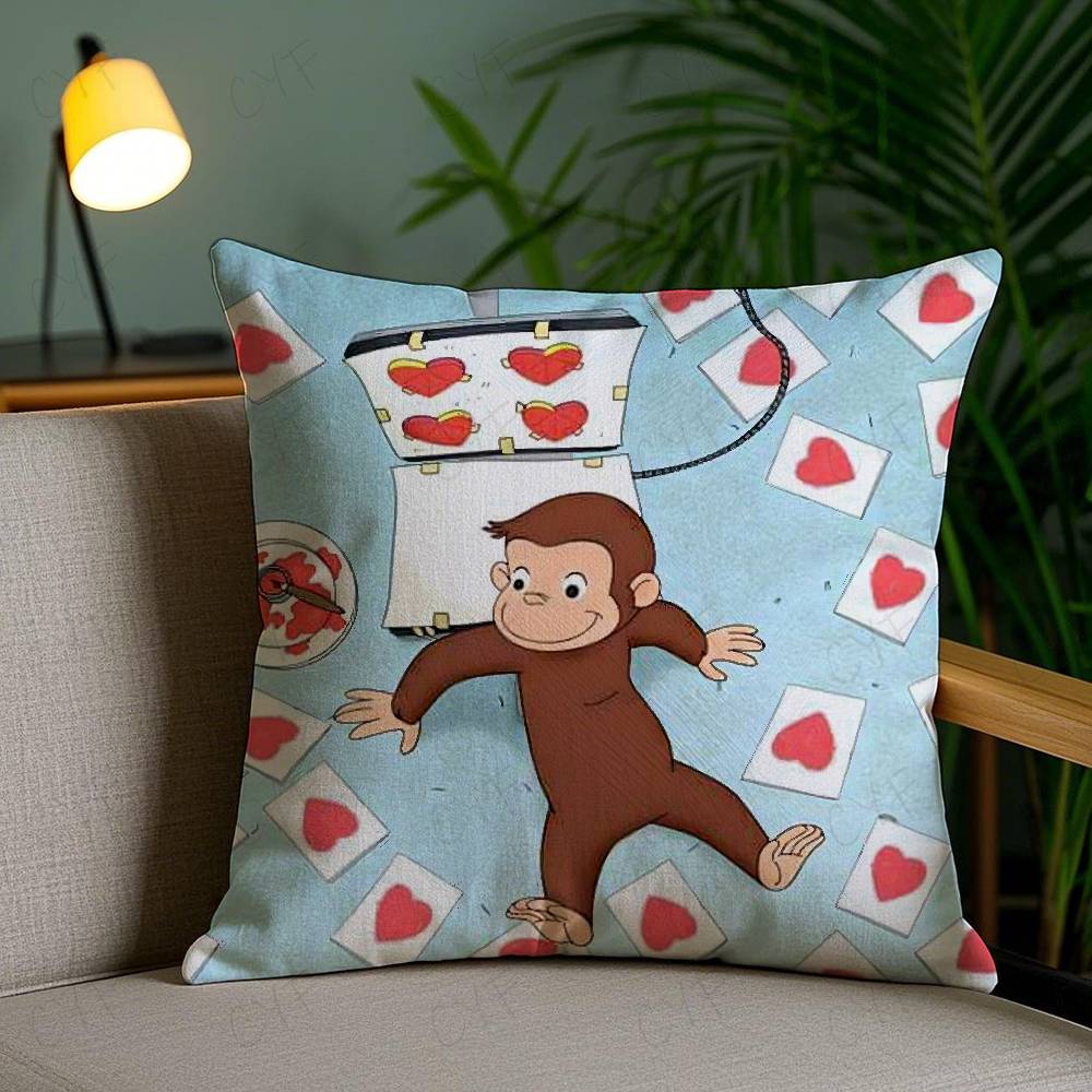 George The Curious Monkey Pillow Case Safe Custom Photo Pillow, Anti-fade Brushed Fleece Cushion, Maternal & Infant Safe.