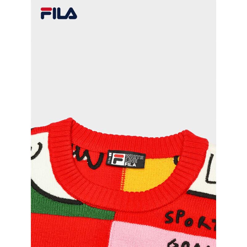 FILA Unisex Square Plaid Graffiti Knit Sweater