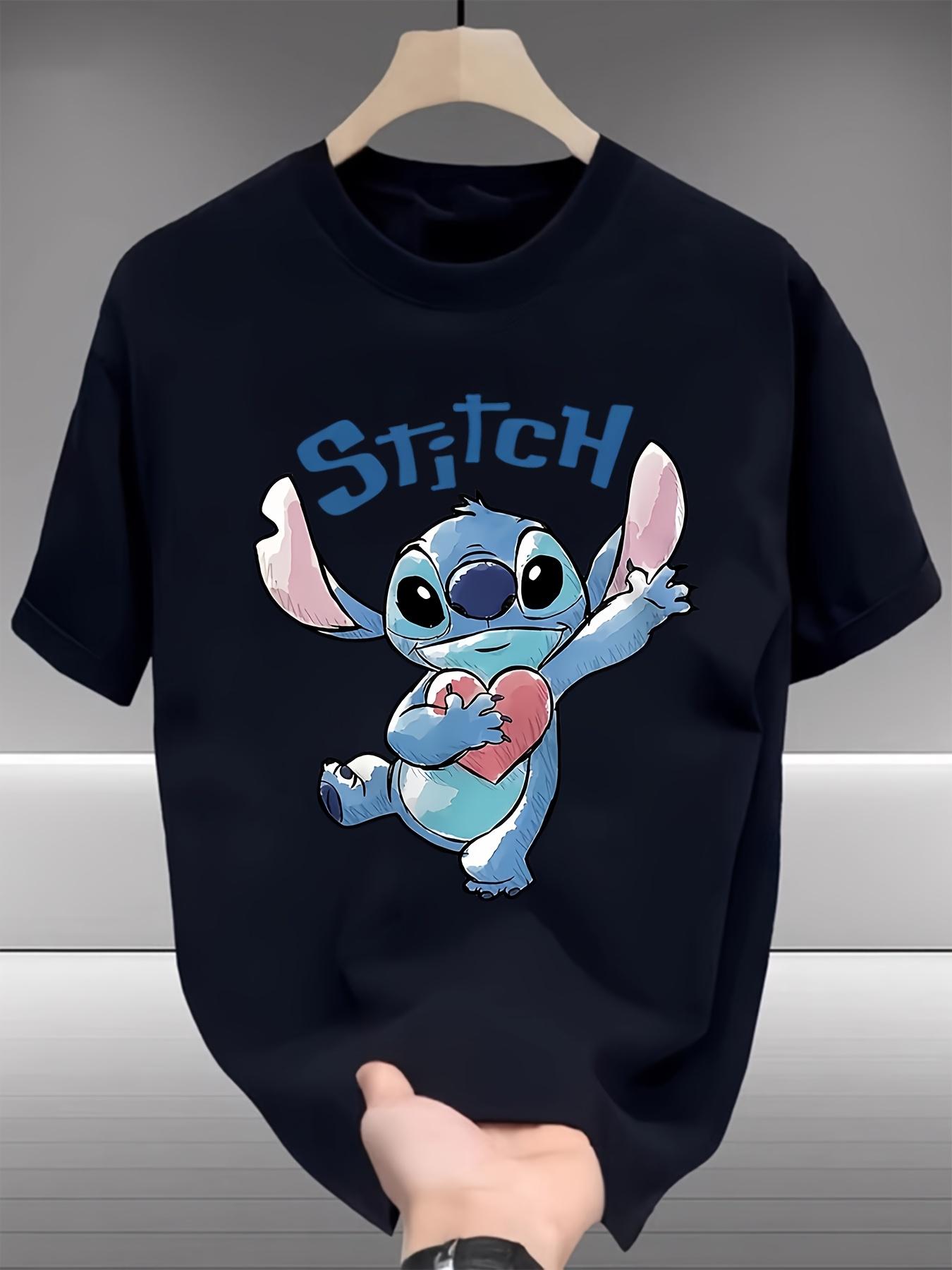 

Disney Stitch Graphic T-shirt - Summer Short Sleeve Loose Fit Casual Tee with Heart Design XXL