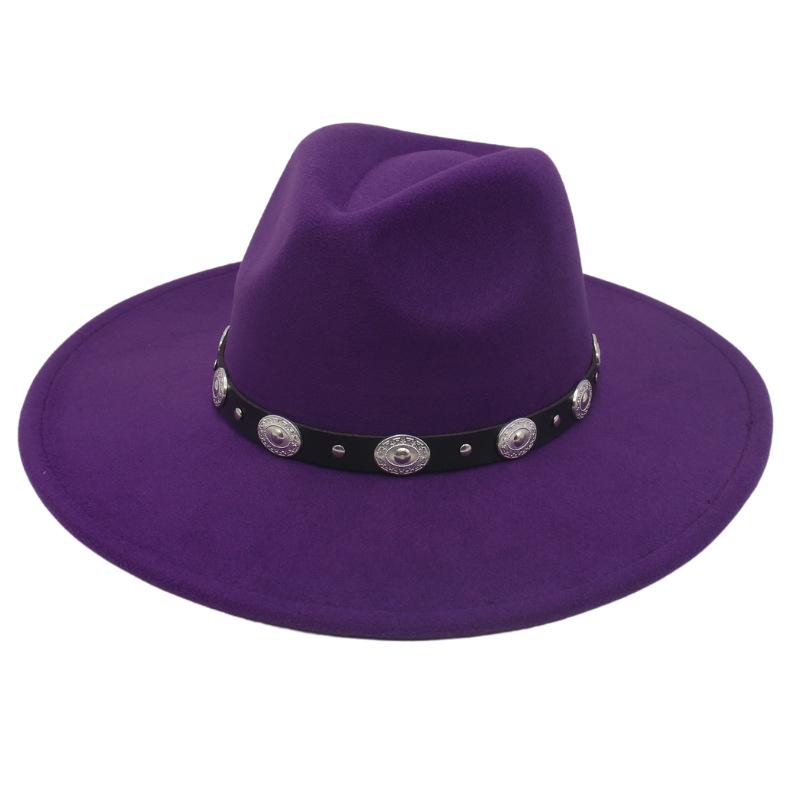Plus Edge Felt Top Hat Jazz Hat Gentleman Ladies Wind Metal Sheet Hat