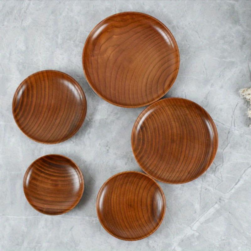 3 pezzi di legno di giuggiola giapponese originale venato del legno melone piatto di frutta frutta noci snack snack piatto di legno piatto rotondo di legno piatto di legno per riunioni di famiglia