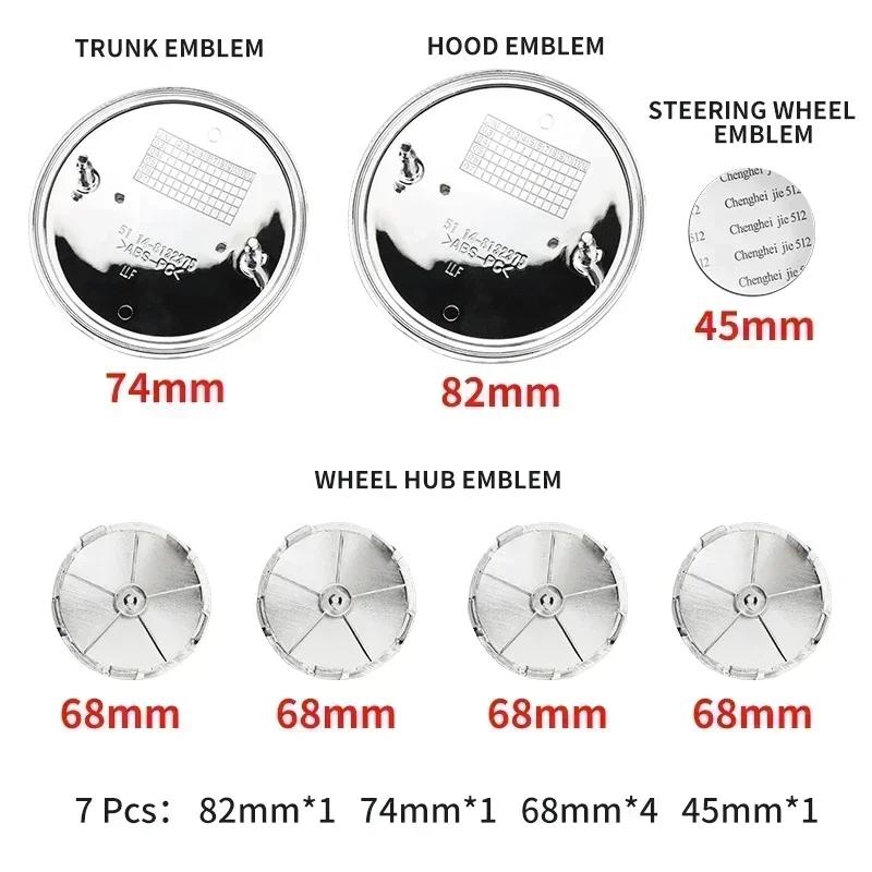 BAAP1 7pcs 45mm 68mm 74mm 82mm Car Logo Front Hood Emblem rear boot badge for BMW E28 E32 E43 E52 E53 E63 E64 E93 E94 E87 F10 F20 F30