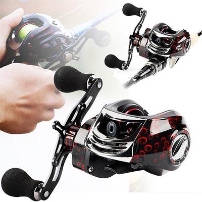 SOUGAYILANG Mulinello da pesca Casting 17+1 cuscinetti a sfera 7.2:Ruota da pesca nera e rossa con rapporto di trasmissione 1