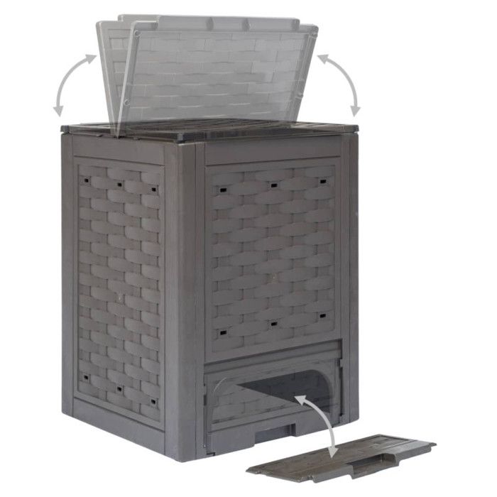 Composteur de jardin - VIDAXL - 60x60x83 cm - Marron - 600 l - A monter soi-même