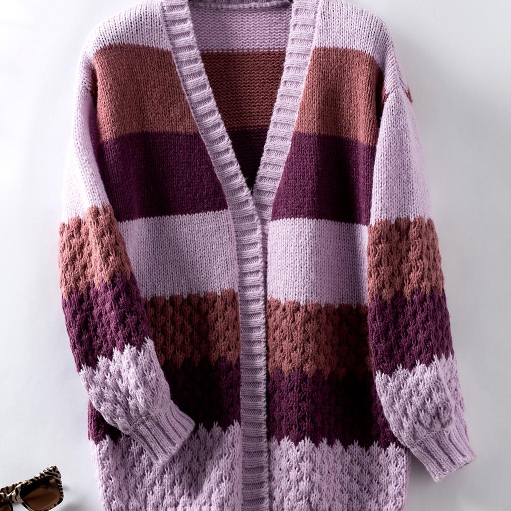 Casual Minimalist Cardigan Knit Outerwear For Women