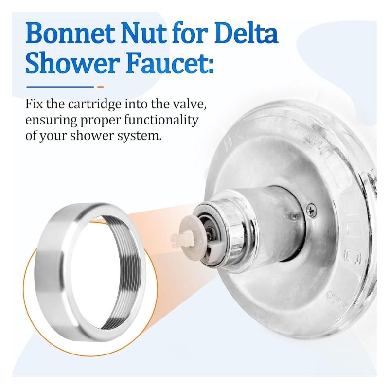 Easy Installs Shower Valves Bonnet Nut Rustproof Metal Replacement Part Shower Cartridges Bonnets for RP22734 Series