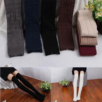 Women High Socks Pantyhose Knit Thigh Tights Over Knee Stockings Cotton