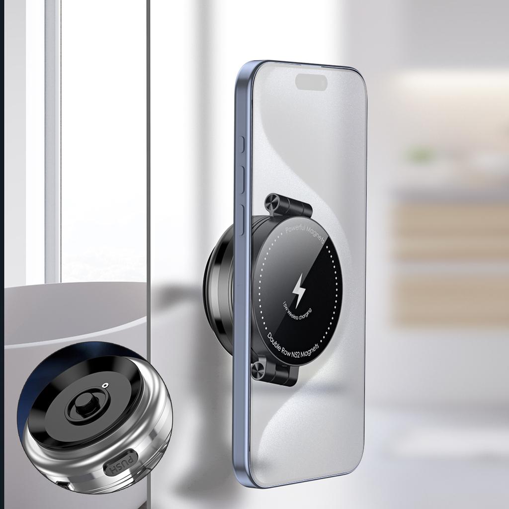 15W bezdrátová nabíječka magnetický držák telefonu vakuový adsorpční držák o 360 stupňů otočný stolní držák na čelní sklo GPS stojan