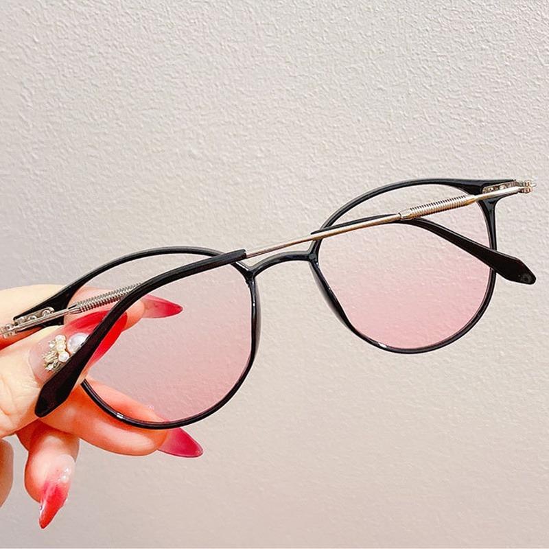 3Pcs Tender Blush Anti Radiation Eyeglasses for Women Round Frame Sun Glasses