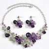 European & American Floral Necklace & Earring Set: Colorful Crystal Gemstone Jewelry for Evening Dresses & Bridal Banquets