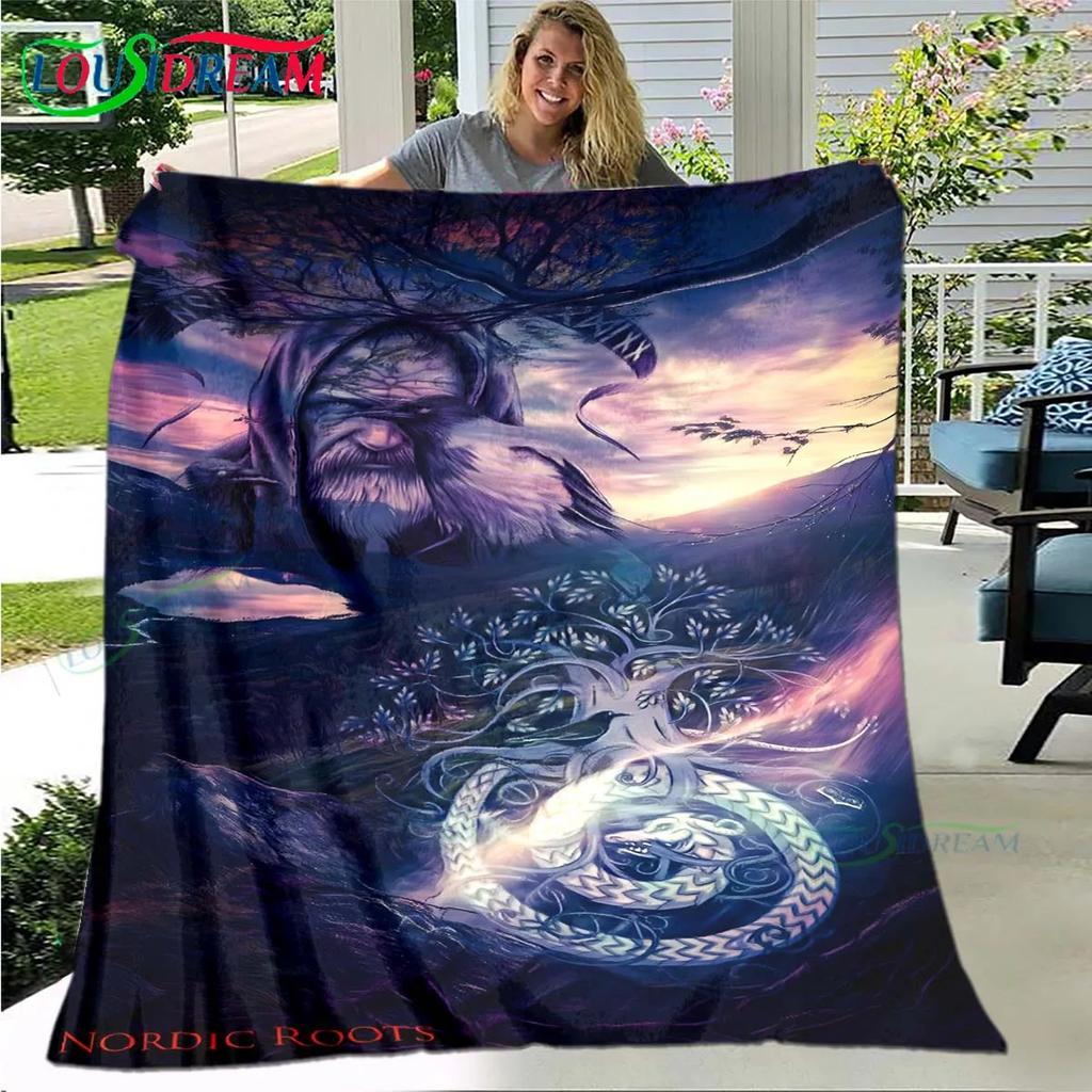 Nordic Viking Mythology Soft Blanket Sports Living Room Bedroom Sofa Bed Blanket Birthday Gift Travel Office Lunch Break Blanket