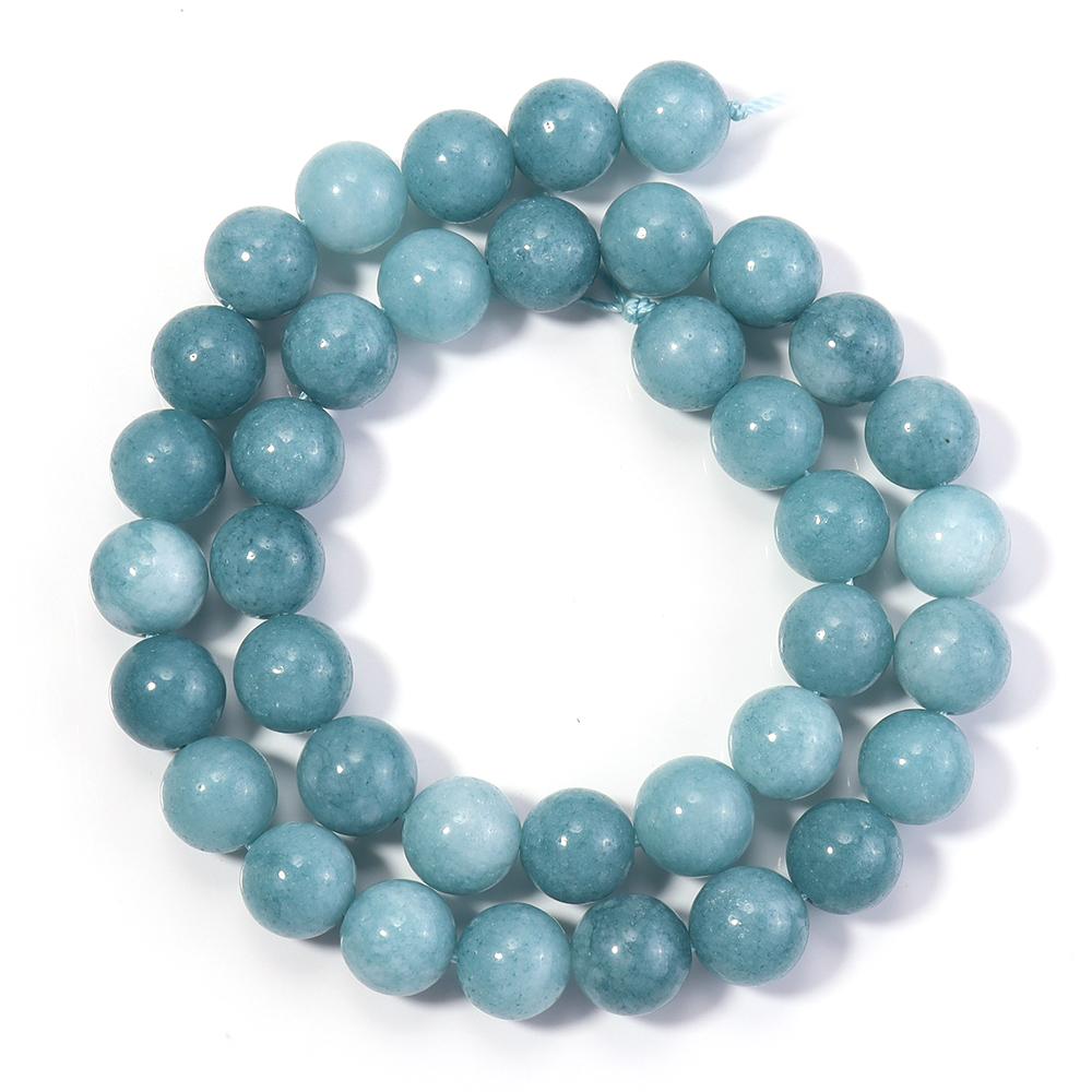4 6 8 10 12mm Natural Aquamarine Stone Beads Dark Blue Round Gemstone Loose Spacer Bead For DIY Jewelry Making Bracelet Necklace