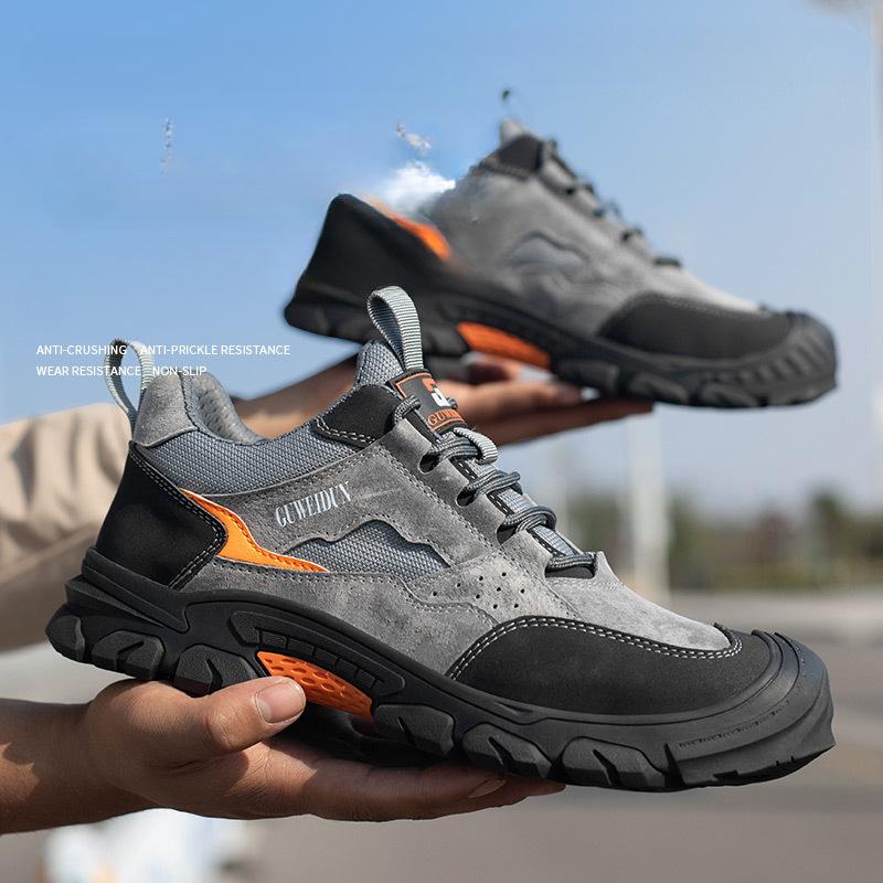 Men Safety Work Shoes Plastic Toe Safety Boots Fashion Lightweight Comfort Working Sneakers Anti-puncture Indestructible Shoes