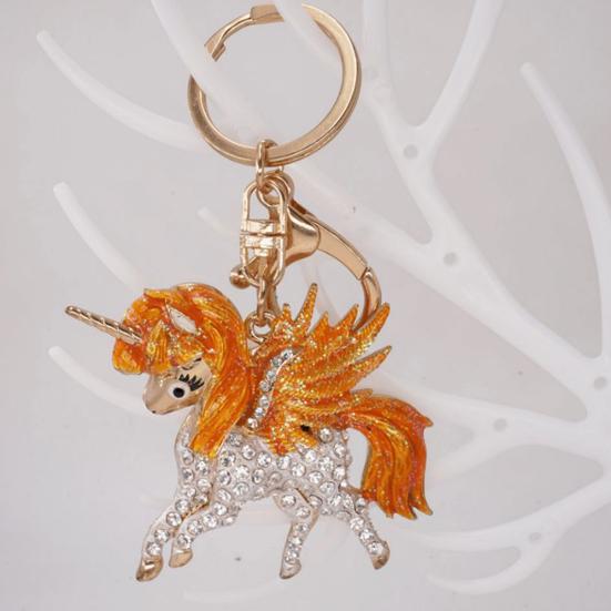 Horse Keychain Colorful Sparkling Rhinestones Horse Charm Key Chain Bags Backpacks Cars Good Luck Mascot