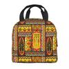 African Elements Pattern Insulated Lunch Tote Bag for Women Africa Ethnic Culture Cooler Thermal Bento Box Work School Travel