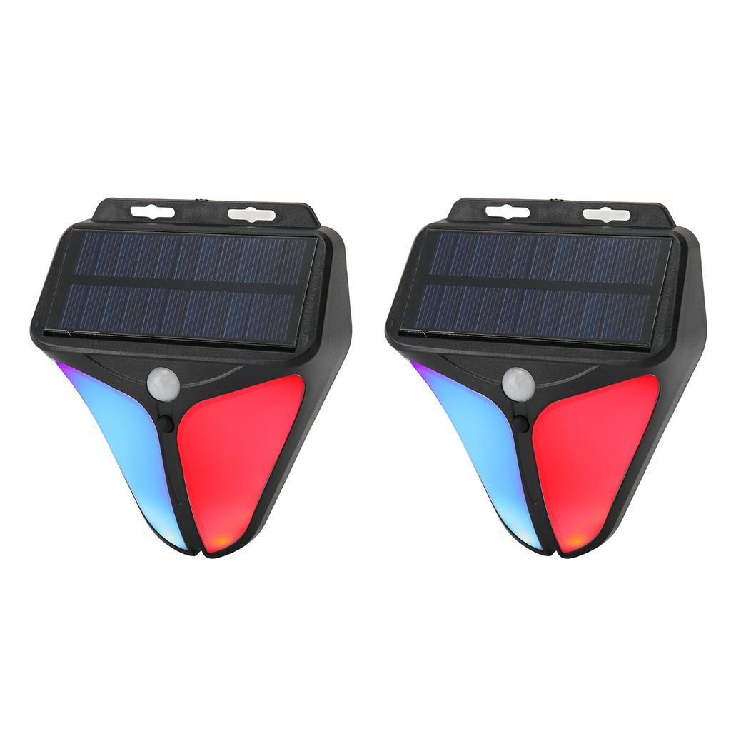 2Pcs Solar Motion Sensor Alarm Warning Light O Alarm Lamp 4 Modes Waterproof for Home Garden
