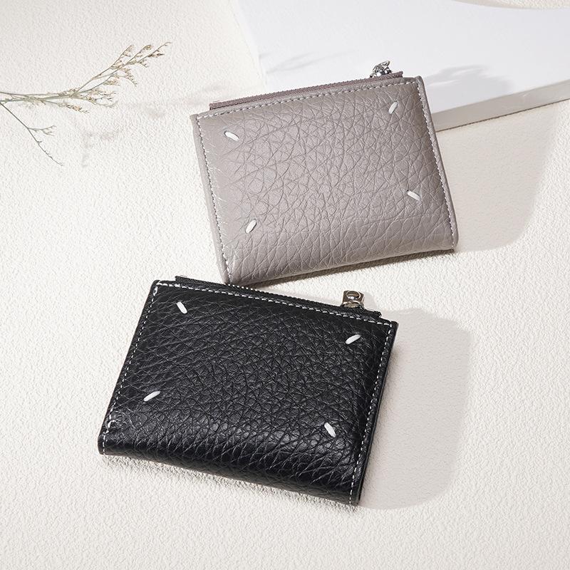Women's Wallet Ins Women's Small Wallet Women's High-end Short Wallet Change Bag Solid Color Zipper Hand-held