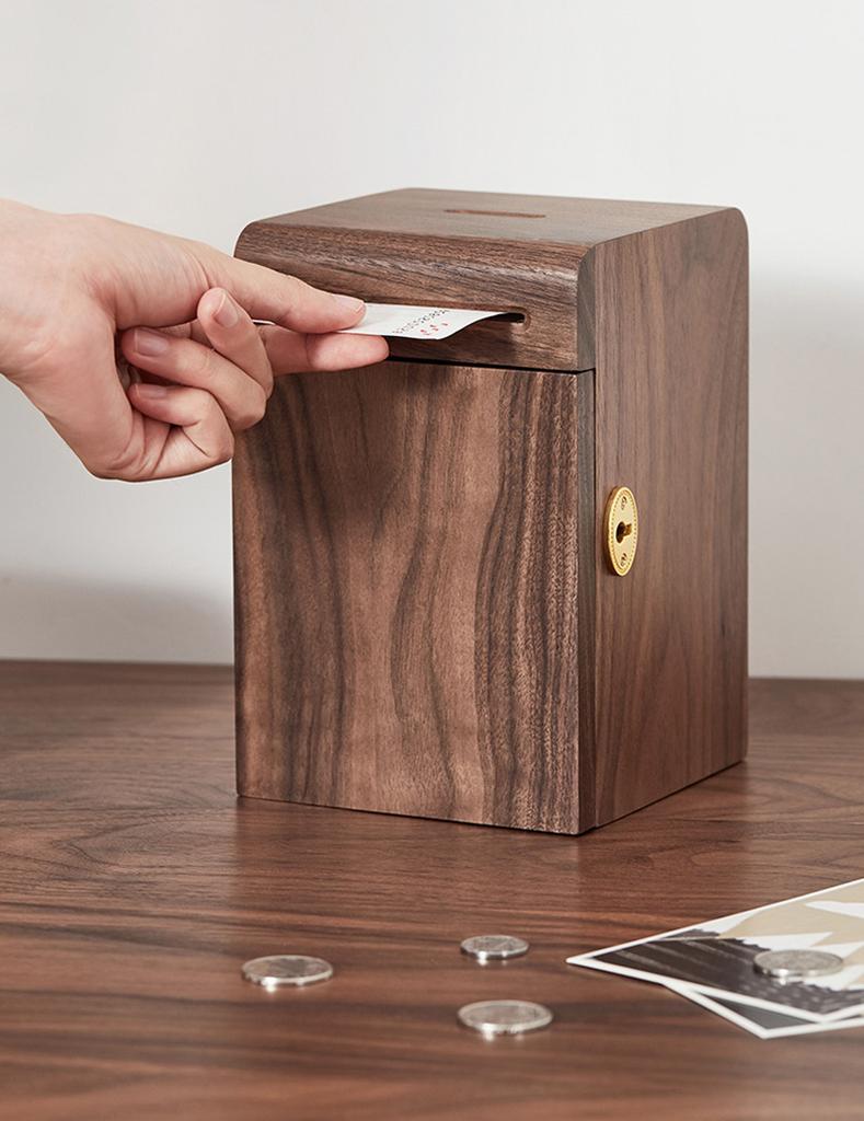 Thickened Solid Wood Piggy Bank  Built-in Lock High Quality Home Decoration Money Saving Box Quality Gifts Free Delivery
