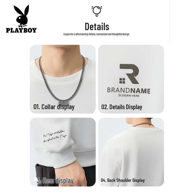 PLAYBOY Men's Casual Loose Fit Pullover Sweatshirt