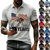 Herren Casual Kurzarm Poloshirt mit Flaggen- und Textgrafik, Knopfleiste, Kragen, Leicht, Atmungsaktiv