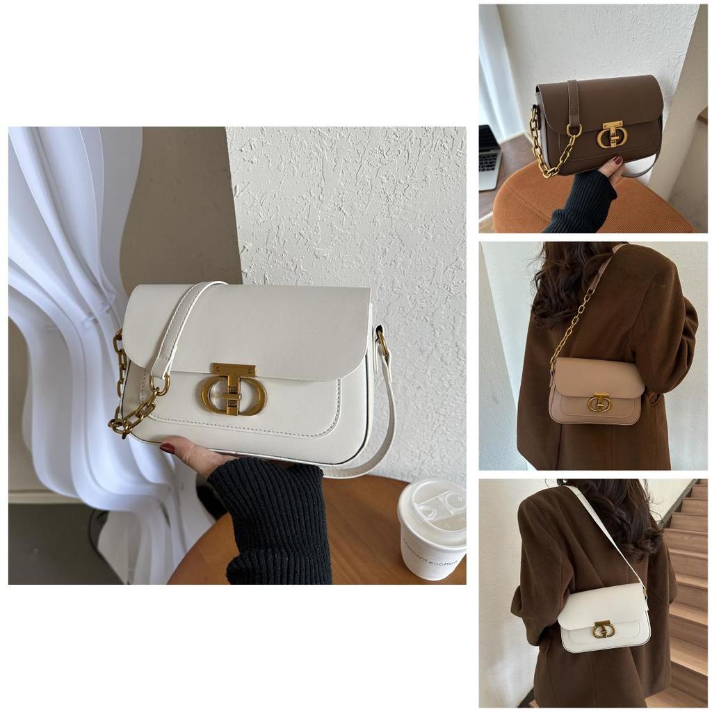 French Style Women's Bag 2023 Autumn And Winter New Tide Pure Color Pu Small Square Bag Street Fashion Daily Shoulder Bag