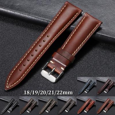 Vintage Öl Wachs Rindsleder Uhrenarmband 18mm 19mm 20mm 21mm 22mm Universelles Uhrenarmband Zubehör Dornschließe Schnellverschluss Armband