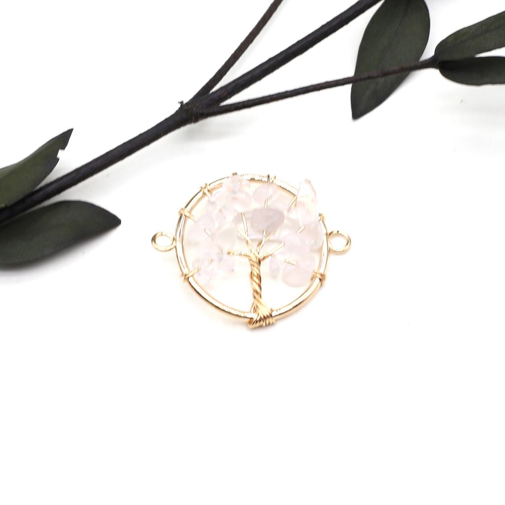 2Pcs Winding Connector Natural Stone Fluorite/Amethyst Round Gravel Connector For Jewelry Making DIY Necklace Bracelet Accessory