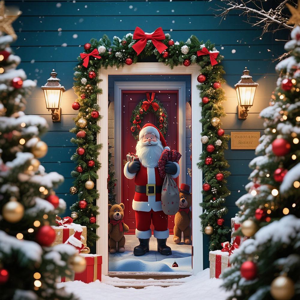 Cross-Border JIT Christmas Door Hanging Tapestry: Festive Decoration for Party and Room