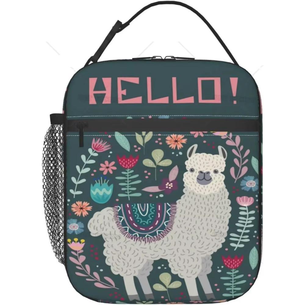 Llama Alpaca Insulated Lunch Bag for Kids Boys Girls Colorful Large Capacity Reusable Cooler Lunch Tote Bags for School Work