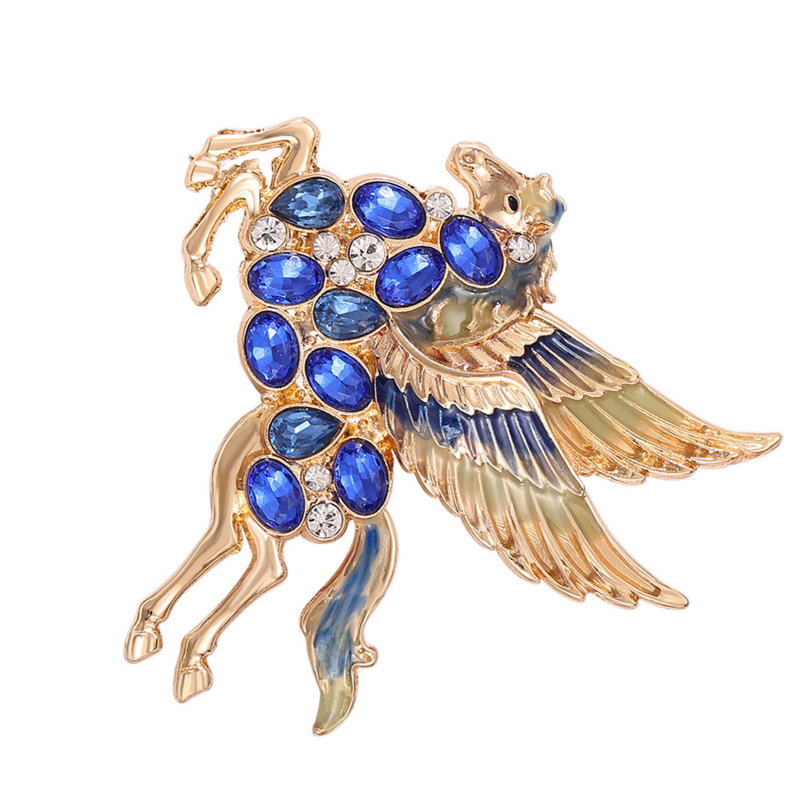 

Sturdy Alloy Pegasus Rhinestones Brooch Allergy Proof Tarnish Resistant Long Lasting Wear Elegant Pegasus Pin Accessory