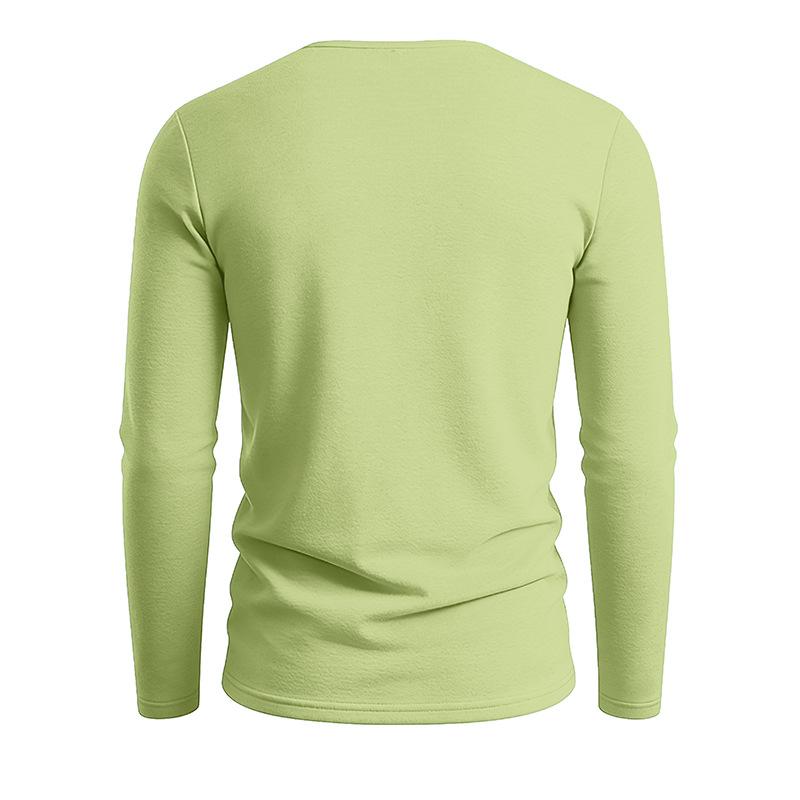 T-shirt Estiva da Uomo a Manica Lunga Scollo a V Cotone Lino Ampia Casual Base Monocolore Magliette Top Traspiranti