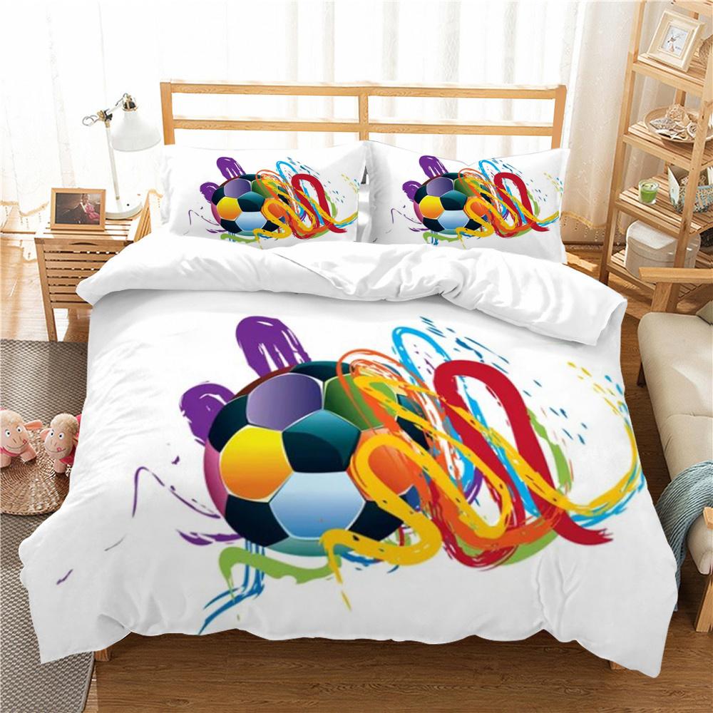 Football Pattern Bed Set Luxury Duvet Cover Set Fashion Home Textiles Lovely Quilt Cover Boy Girl Single Size Bedding Suit