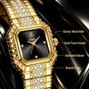 YaLaLuSi Ladies Shiny Diamond Encrusted Gold Bracelet Watch Luxury Fashion Watch Box Set