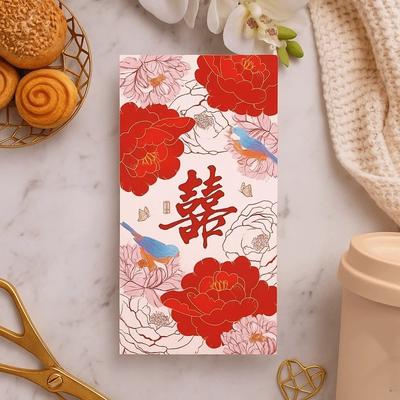 6PCS/SET Traditional Red Envelope Lucky Red Magpie Pattern Lucky Red Bag Color Printing Thickened Red Packet Wedding Supplies