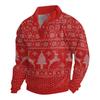 Men's Christmas Cotton Pullover Long Sleeve Outdoor Shirt Vintage Corduroy Button Stand Collar Shirt Casual Sweatshirt Christmas Print Top