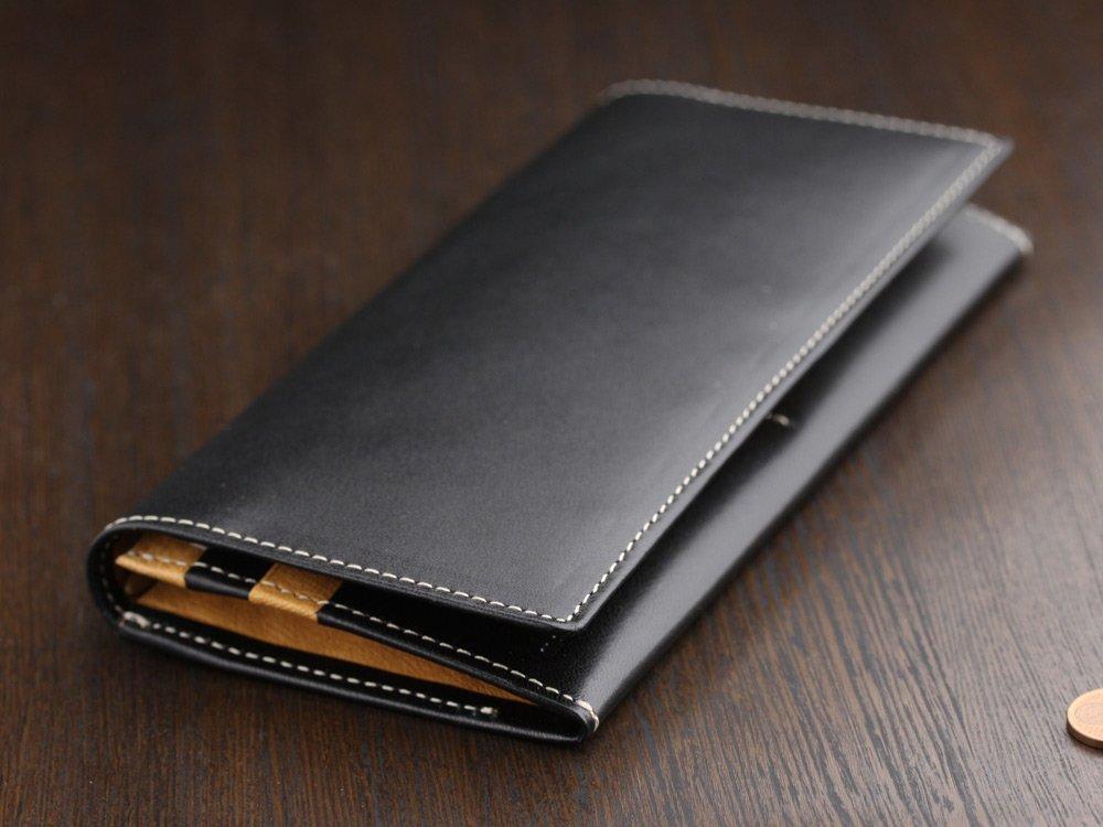 ABIES Japanese Tochigi Leather Cowhide Long Wallet, Black