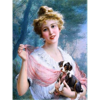 Diamant schilderij volledige ronde mooi meisje puppy mozaïek DIY diamant schilderij hond kruissteek