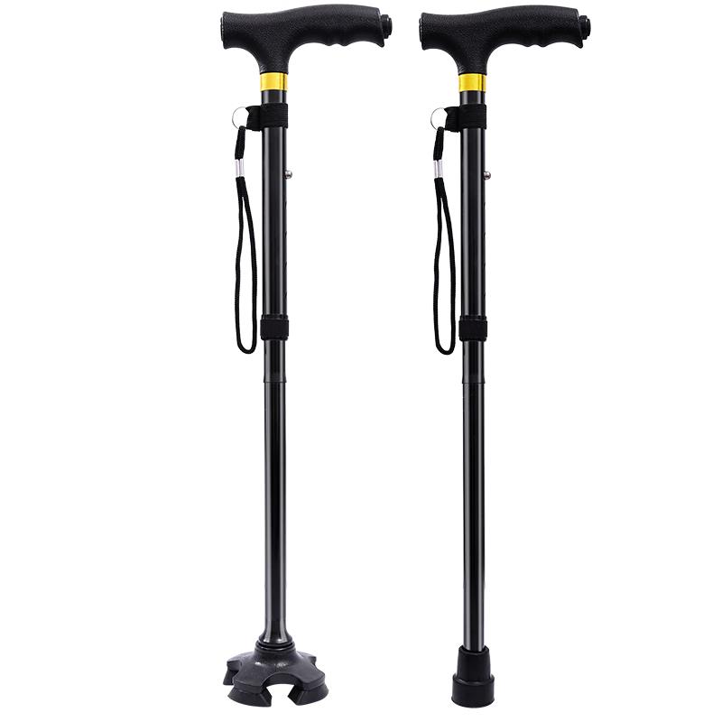Yilunte Foldable Adjustable Quad Cane with LED Light