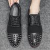 New Black Pointed Suede Studded Rivet Casual Oxford Shoes For Men Formal Wedding Dress Homecoming Sapato Social Masculino