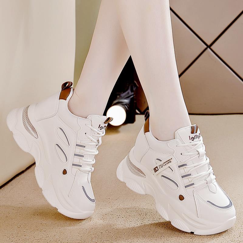 Autumn platform casual shoes inner height increase women's shoes versatile new dad shoes women's round head thin brand fashionable and comfortable
